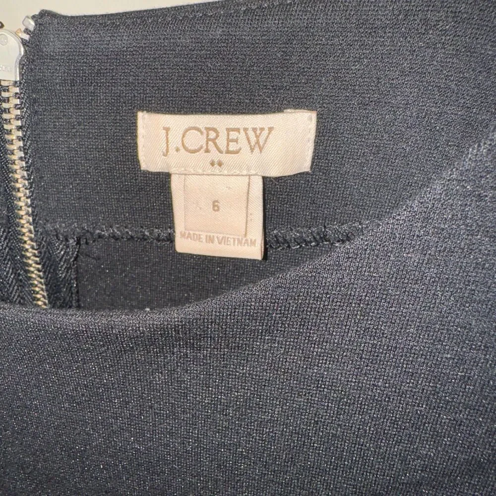 J‎ Crew Black Shift Dress Womens 6 Long Sleeve Zip Work Career Party